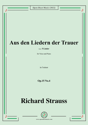 Book cover for Richard Strauss-Aus den Liedern der Trauer,in f minor
