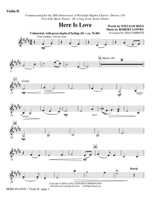 Book cover for Here Is Love - Violin 2