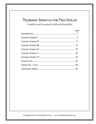 Telemann Sonatas for Two Violas