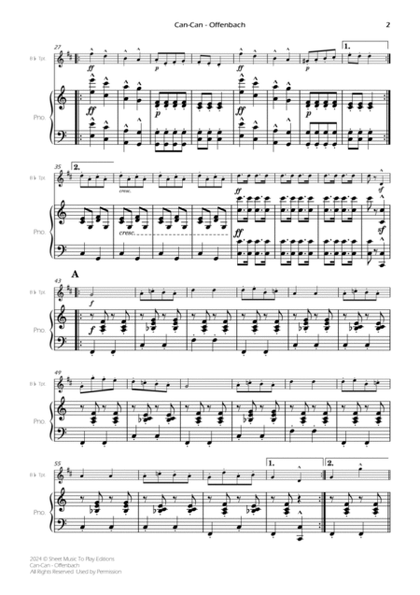 Offenbach - Can-Can - Bb Trumpet and Piano (Full Score and Parts) image number null