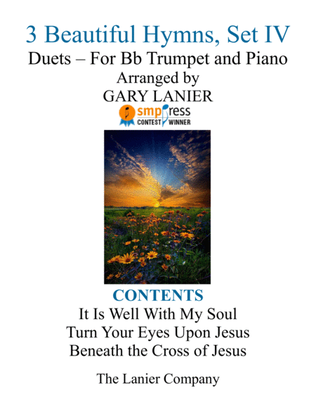 Book cover for Gary Lanier: 3 BEAUTIFUL HYMNS, Set IV (Duets for Bb Trumpet & Piano)