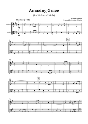 Amazing Grace (Violin and Viola) - Beginner Level