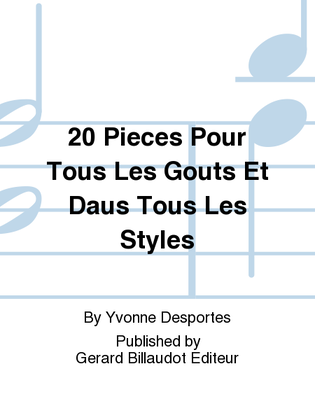 Book cover for 20 Pieces Pour Tous Les Gouts Et Daus Tous Les Styles