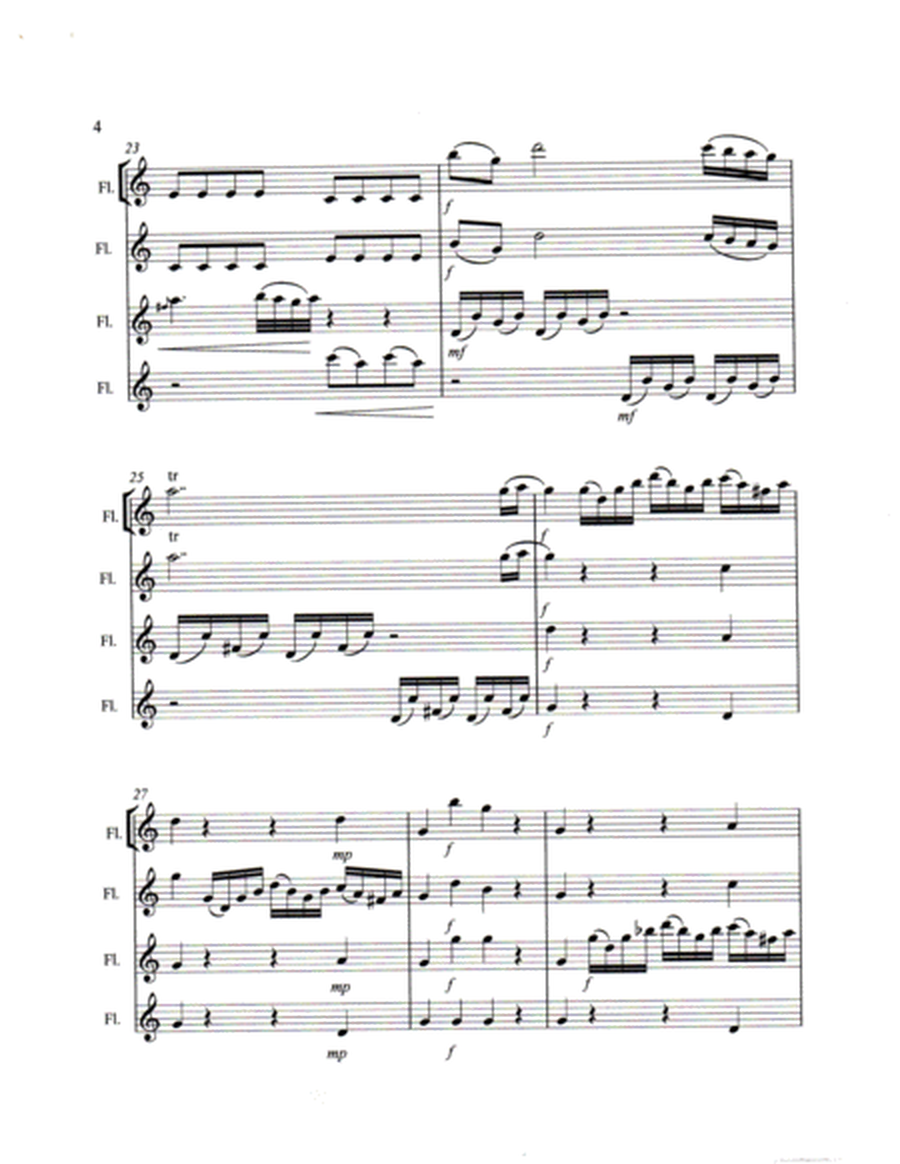 Piano Sonata in C Major First Movement by Wolfgang Amadeus Mozart Arranged for 4 Flutes
