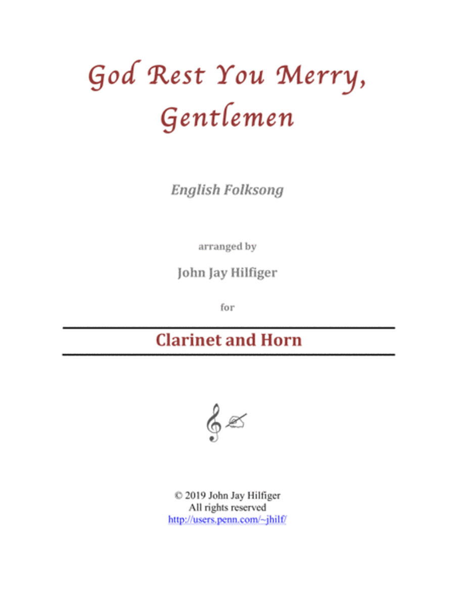 God Rest You Merry, Gentlemen for Clarinet and Horn image number null