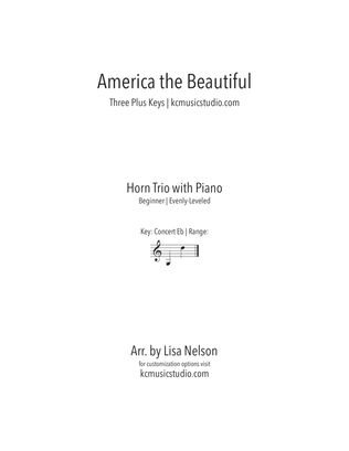 Book cover for America the Beautiful Horn Trio with Piano Accompaniment - Beginning