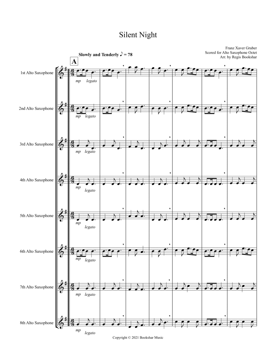 Silent Night (Bb) (Alto Saxophone Octet)