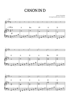 Pachelbel Canon in D • trumpet sheet music with piano accompaniment and chords