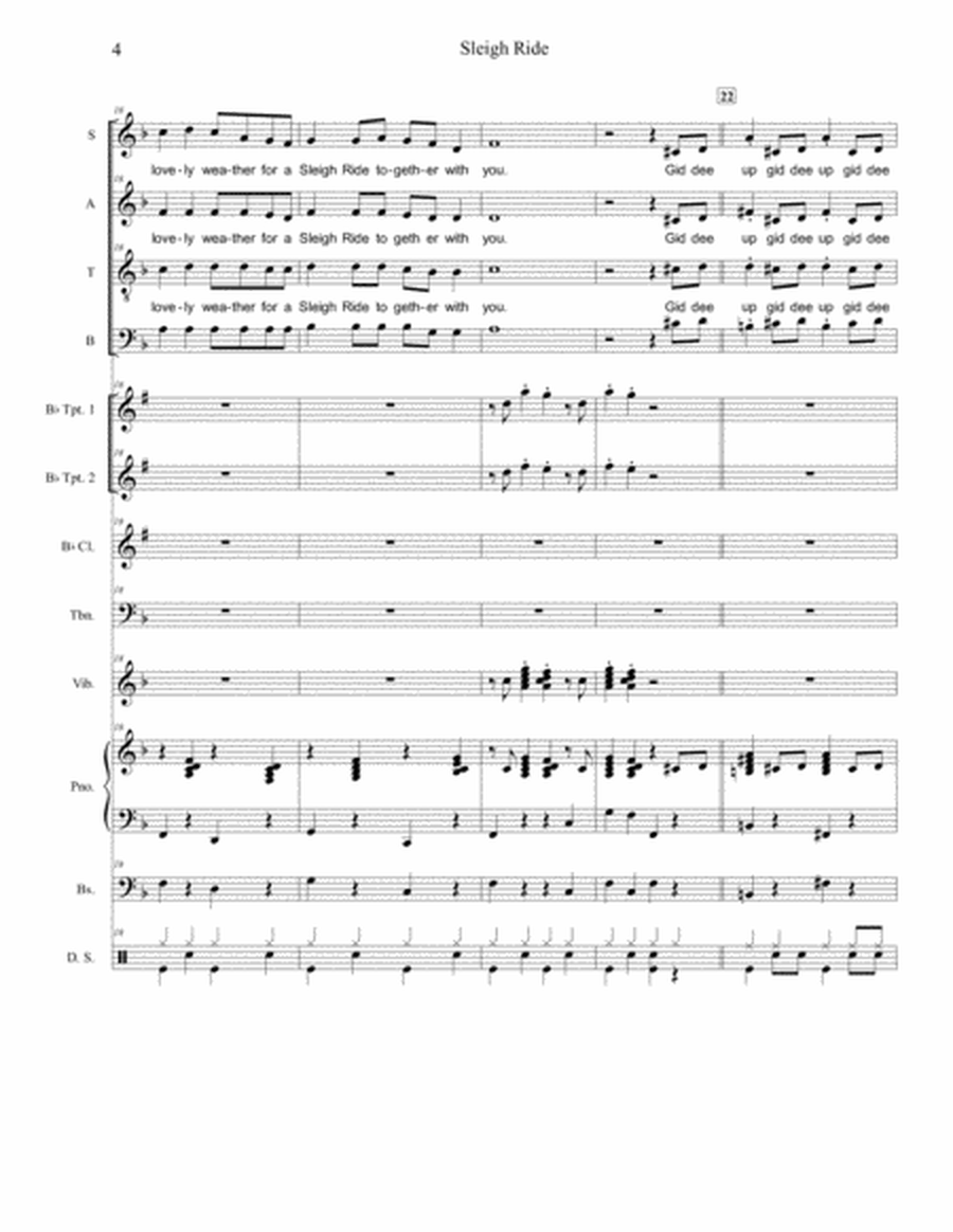 Sleigh Ride (SATB) Jazz Choir with instrumental combo image number null