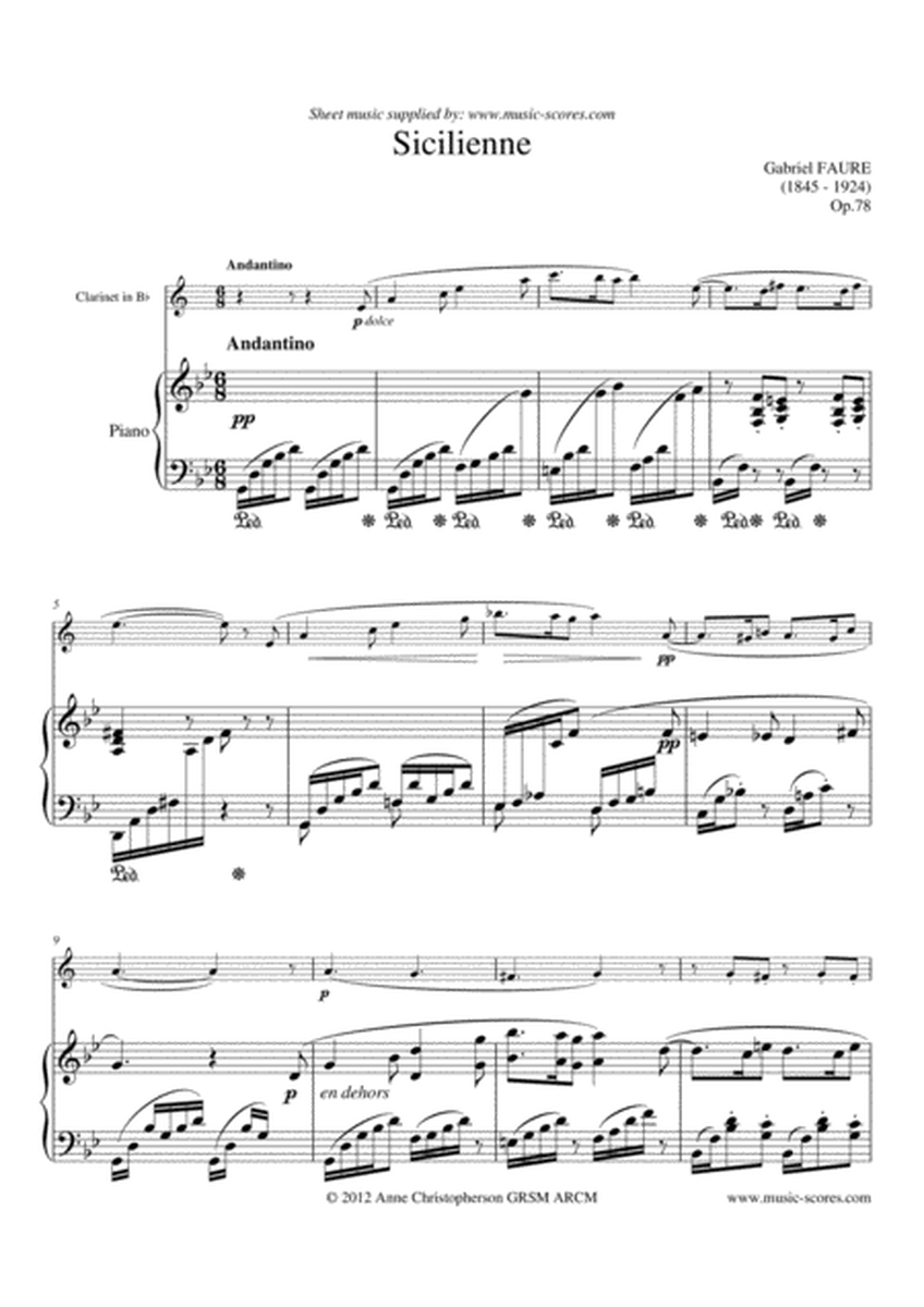 Fauré: Sicilienne - Clarinet and Piano image number null