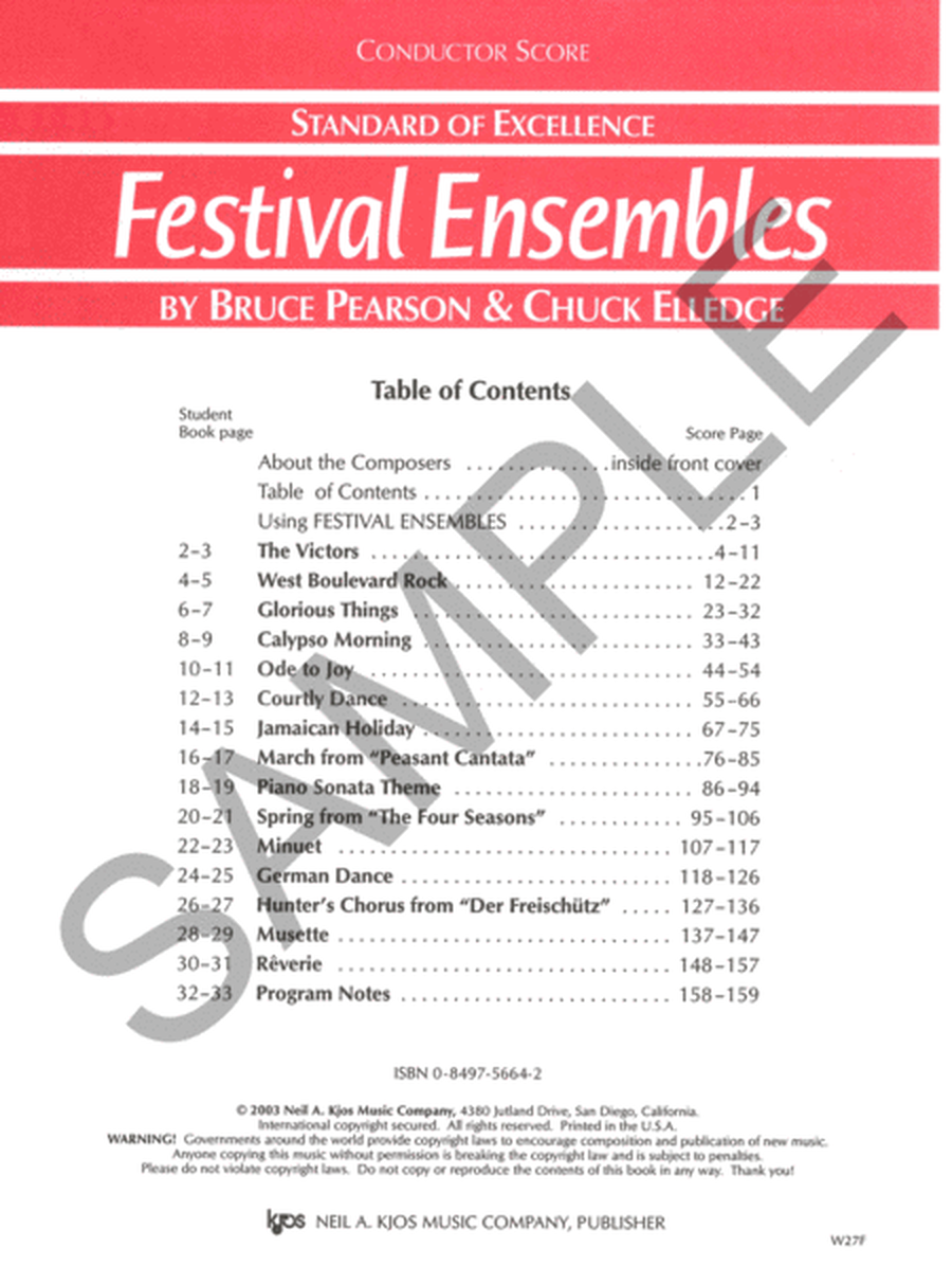 Standard of Excellence: Festival Ensembles - Score