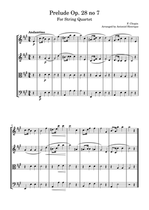 Book cover for Prelude Op. 28 no 7 for quartet string