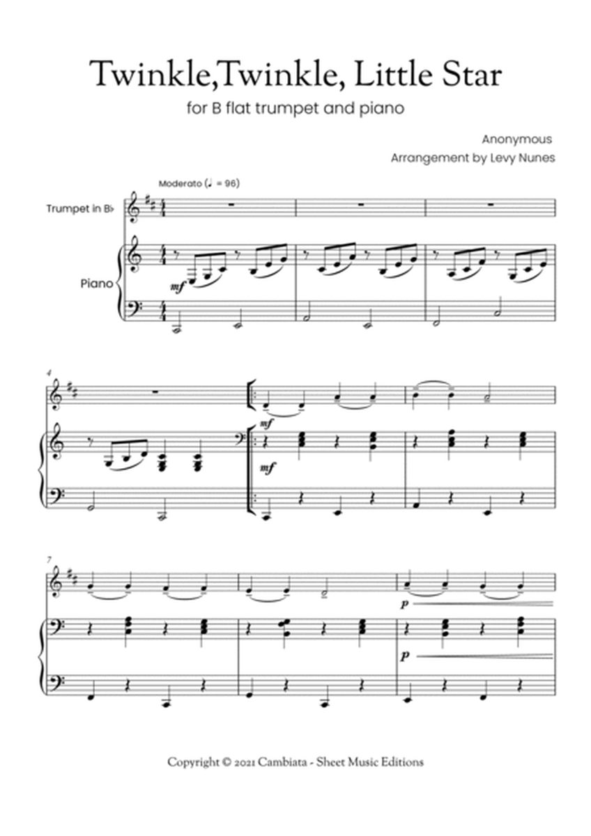 Twinkle,Twinkle, Little Star - For B flat trumpet (solo) and piano (Easy/Beginner) image number null