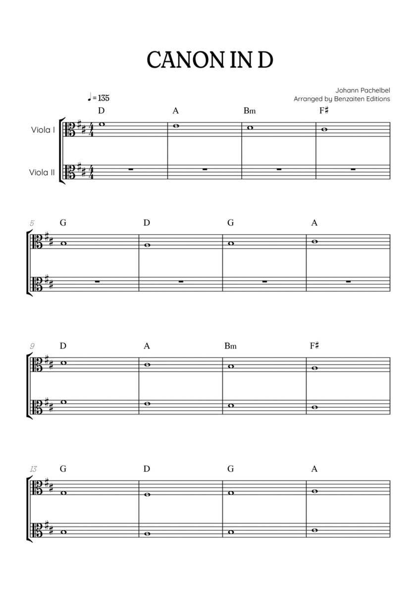 Pachelbel Canon in D • viola duet sheet music [chords] image number null