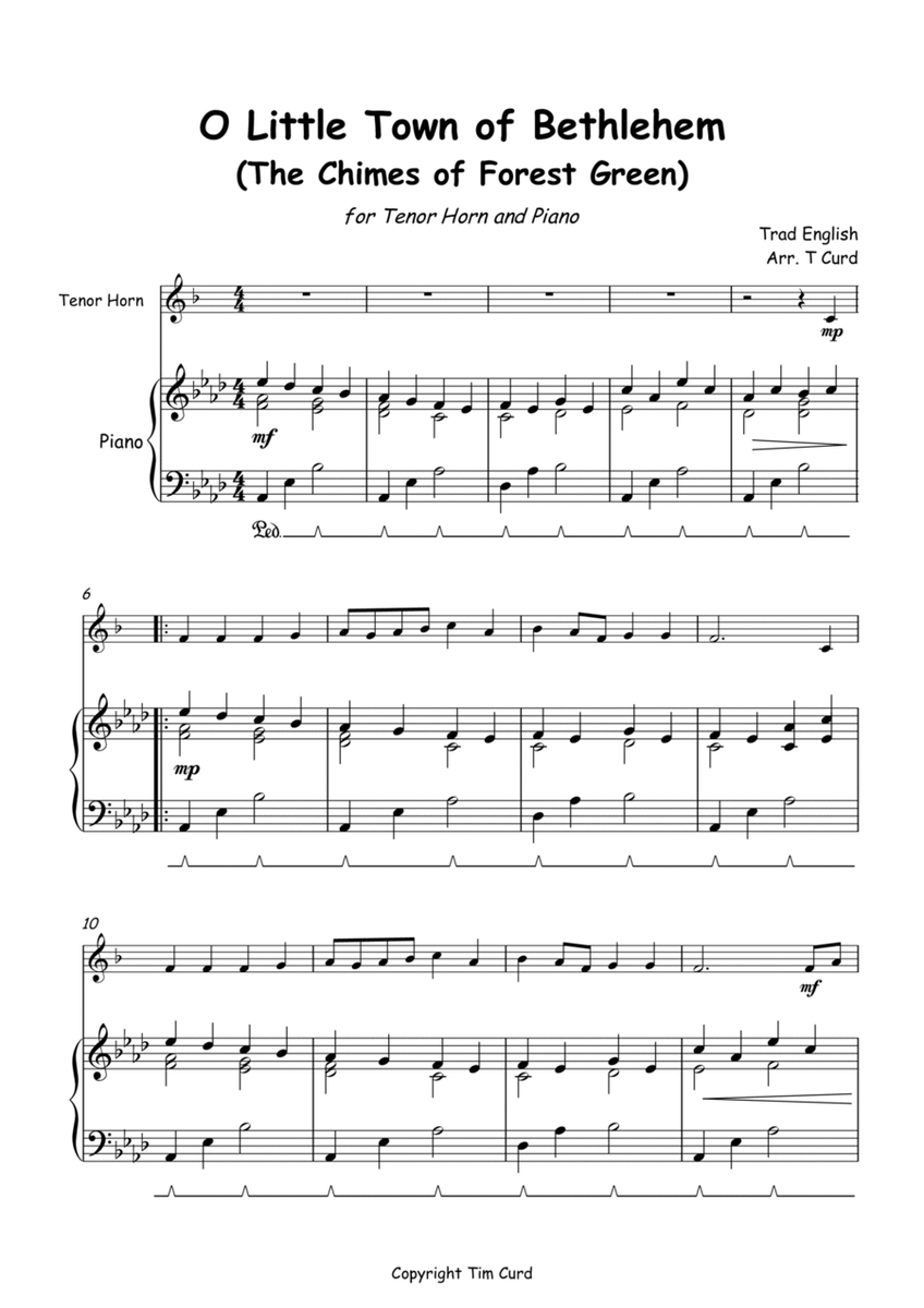 O Little Town of Bethlehem for Solo Tenor Horn and Piano image number null