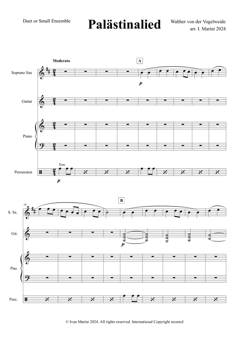 Palastinalied (Walther von der Vogelweide) for Duo or small Ensemble image number null