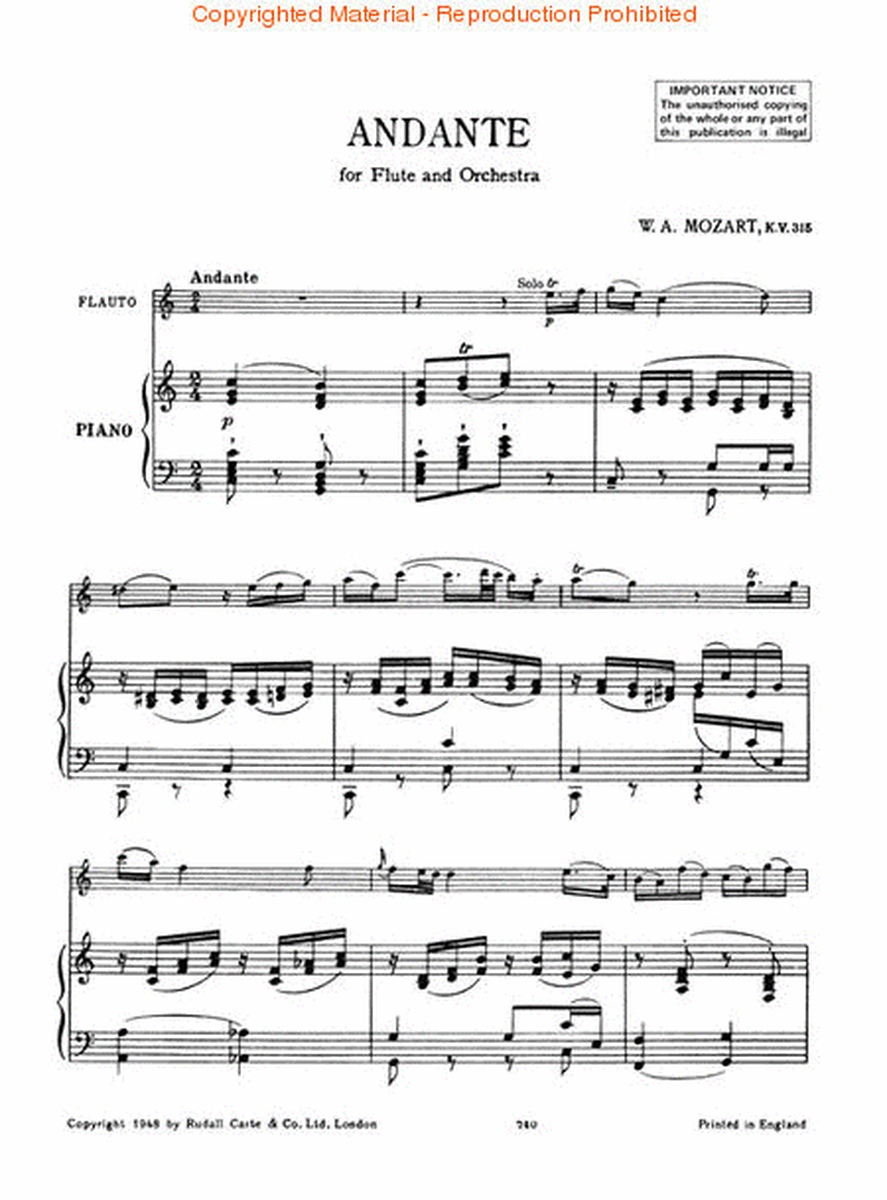 Andante for Flute and Orchestra, K. 315