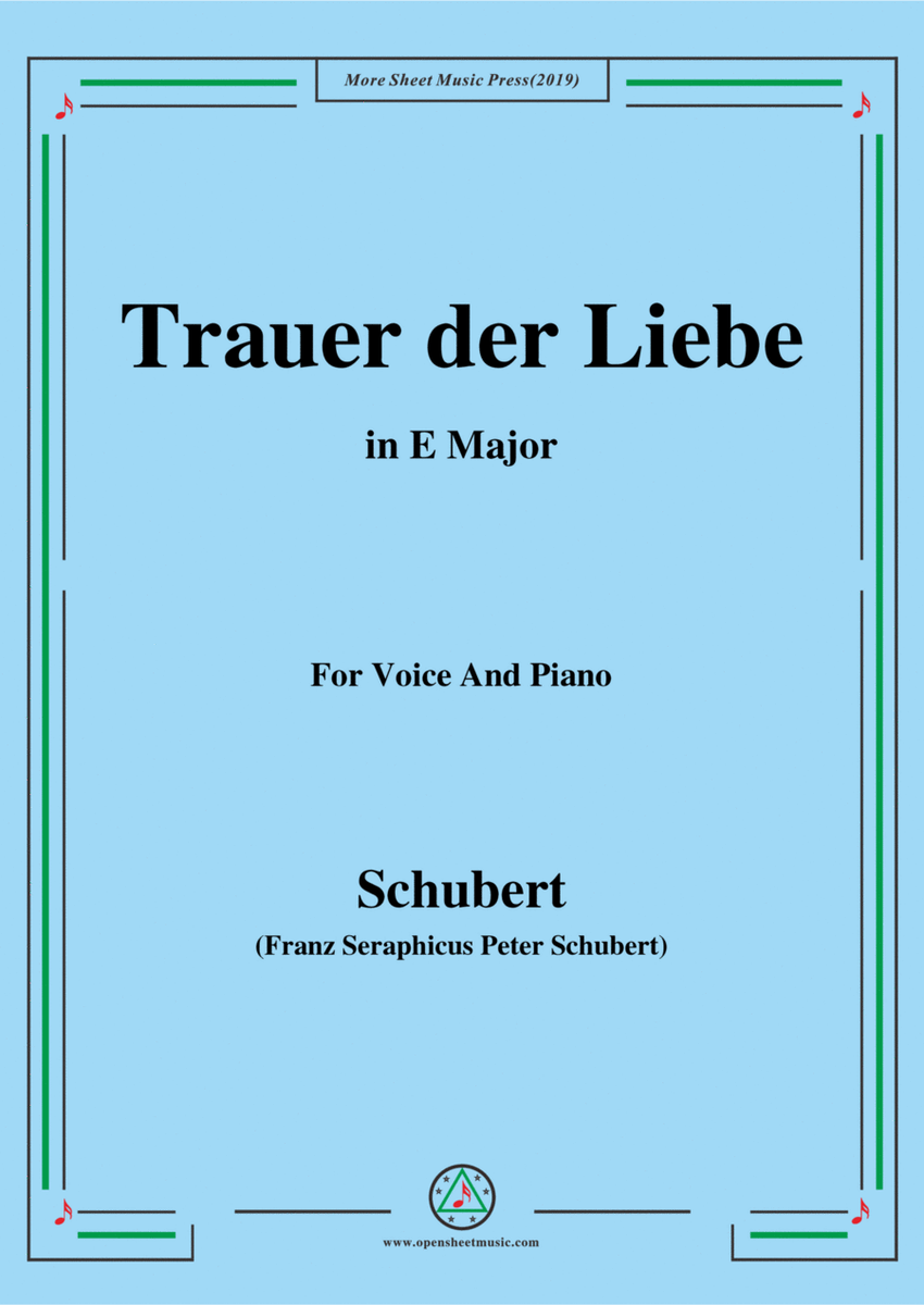 Schubert-Trauer der Liebe,in E Major,for Voice&Piano image number null