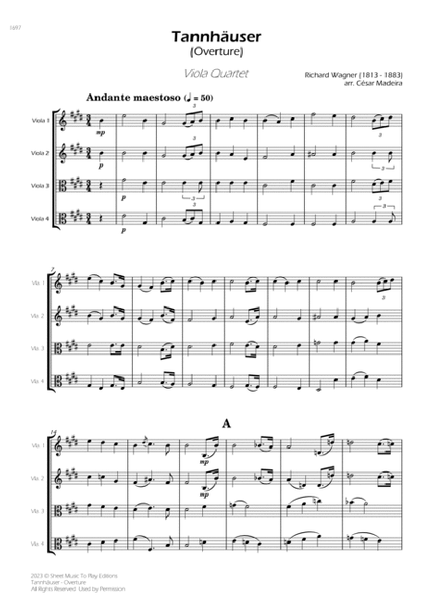 Tannhäuser (Overture) - Viola Quartet (Full Score) - Score Only image number null