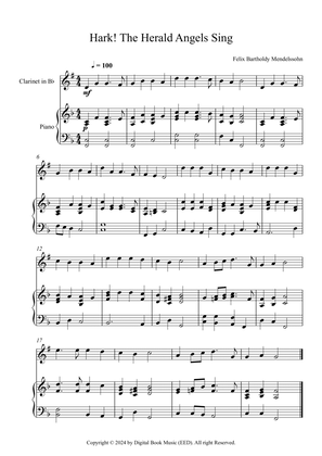 Book cover for Hark! The Herald Angels Sing, Felix Bartholdy Mendelssohn (Clarinet + Piano)