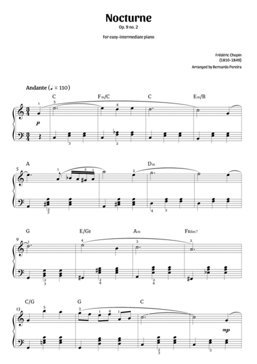 Nocturne Op. 9 no. 2 (easy-intermediate piano – C major) image number null