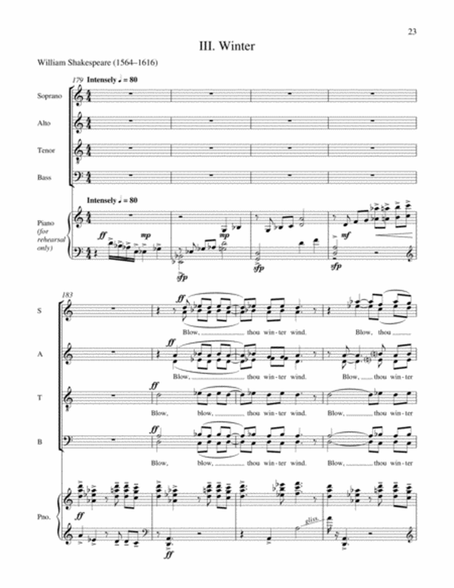 The Seasons (String Quartet Version Piano/Choral Score)