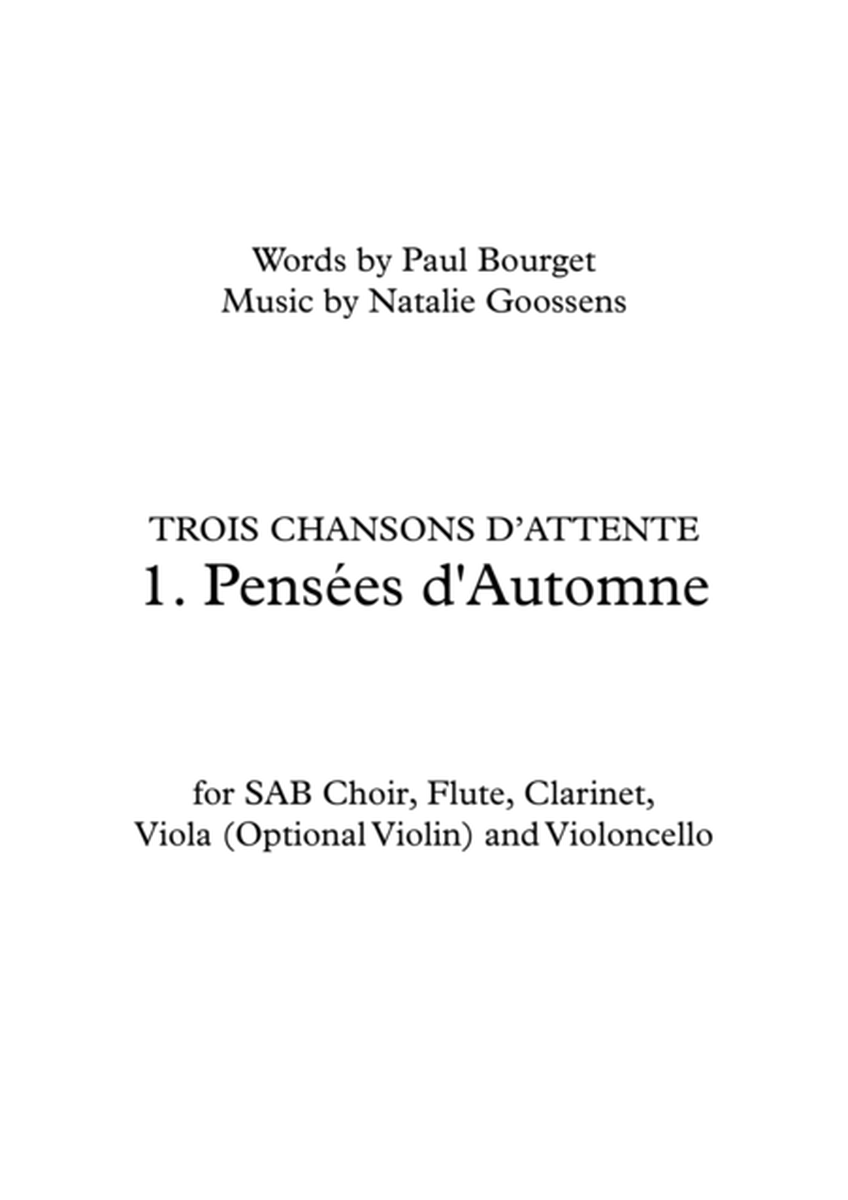 Pensées d'Automne - for SAB Choir, Flute, Clarinet, Viola and Violoncello image number null