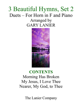 Book cover for Gary Lanier: 3 BEAUTIFUL HYMNS, Set 2 (Duets for Horn in F & Piano)