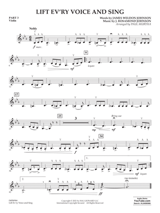 Book cover for Lift Ev'ry Voice And Sing (arr. Paul Murtha) - Pt.3 - Violin