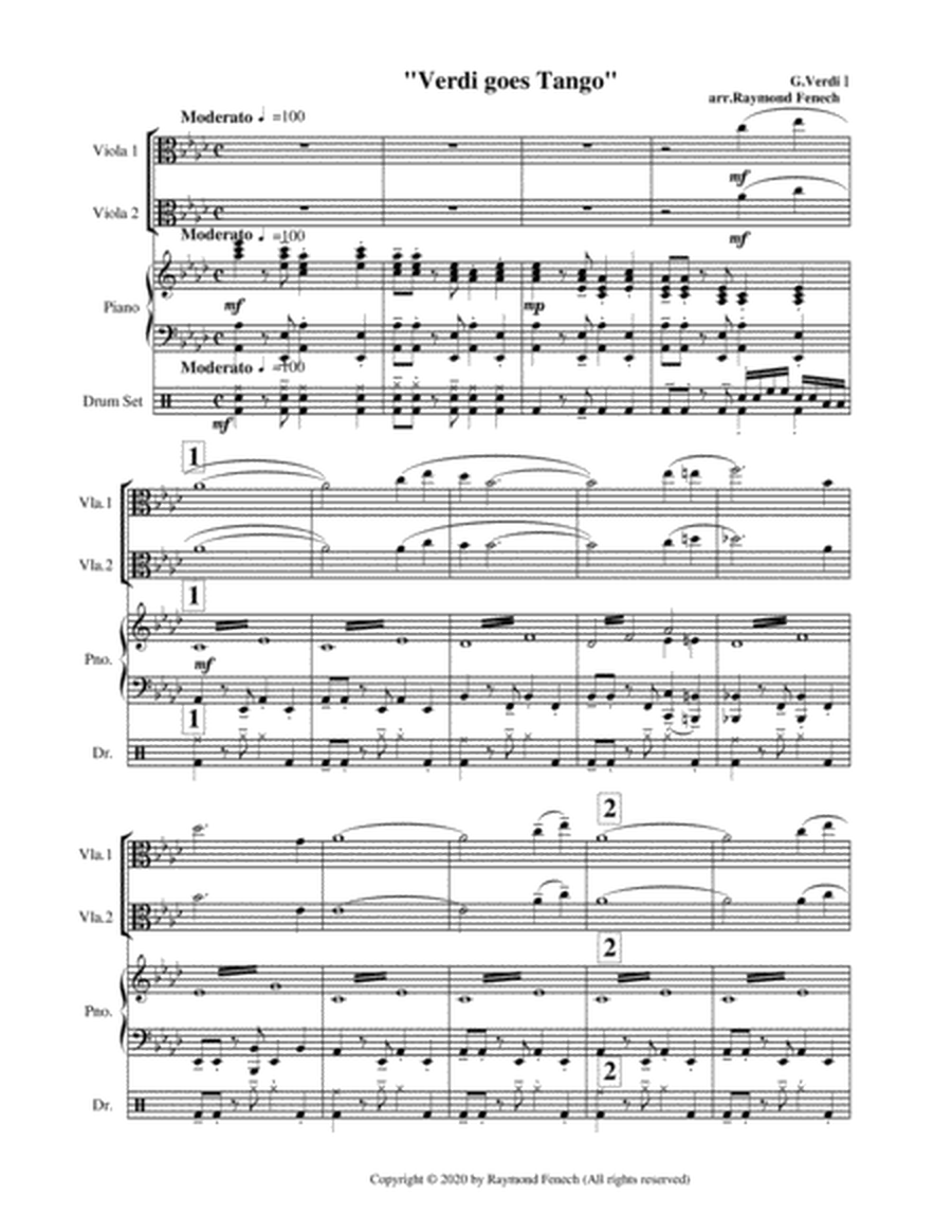 Verdi Goes Tango - G.Verdi - 2 Violas, Piano and Drum Set image number null