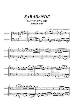 Book cover for Sarabande by J.S.BACH - arranged for Bassoon Duo
