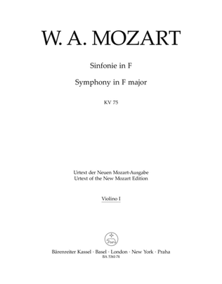 Book cover for Symphony F major, KV 75