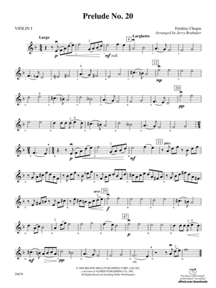 Book cover for Prelude No. 20: 1st Violin