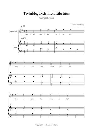 Book cover for Twinkle, Twinkle Little Star • Easy trumpet sheet music with easy piano accompaniment