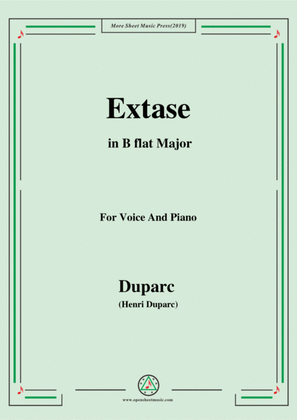 Book cover for Duparc-Extase in B flat Major,for Violin and Piano