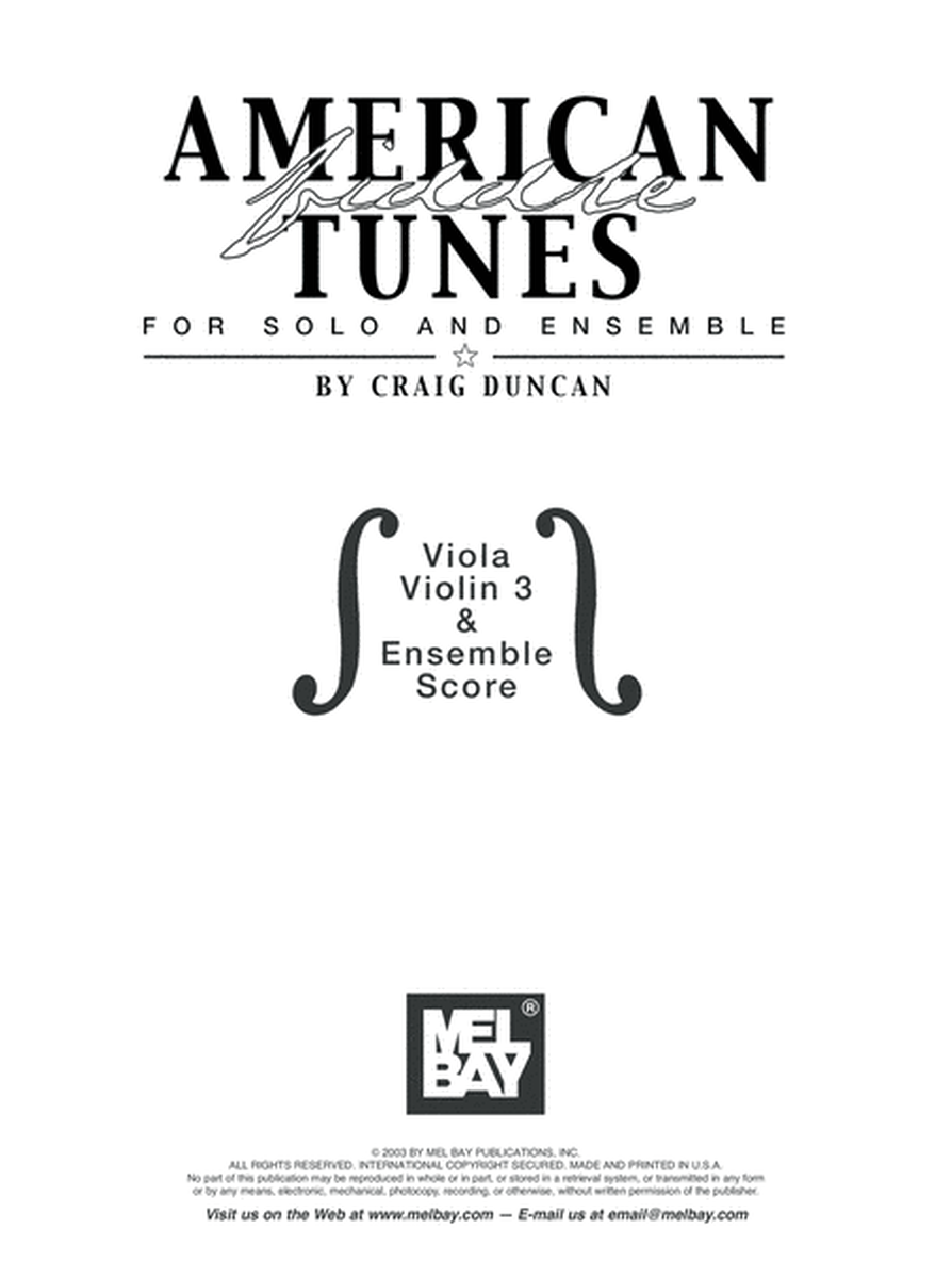 American Fiddle Tunes for Solo & Ensemble-Viola,Score Violin 3