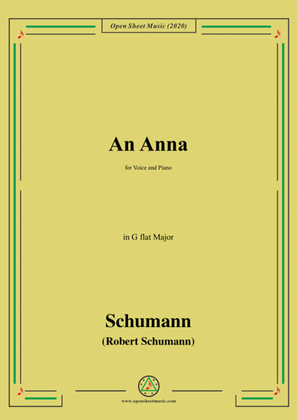 Book cover for Schumann-An Anna,in G flat Major,for Voice and Piano