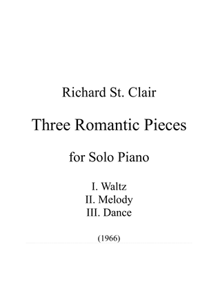 Book cover for THREE ROMANTIC PIECES for Solo Piano (1966) Waltz - Melody - Dance