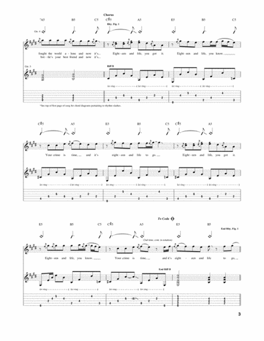 18 And Life by Skid Row Electric Guitar - Digital Sheet Music