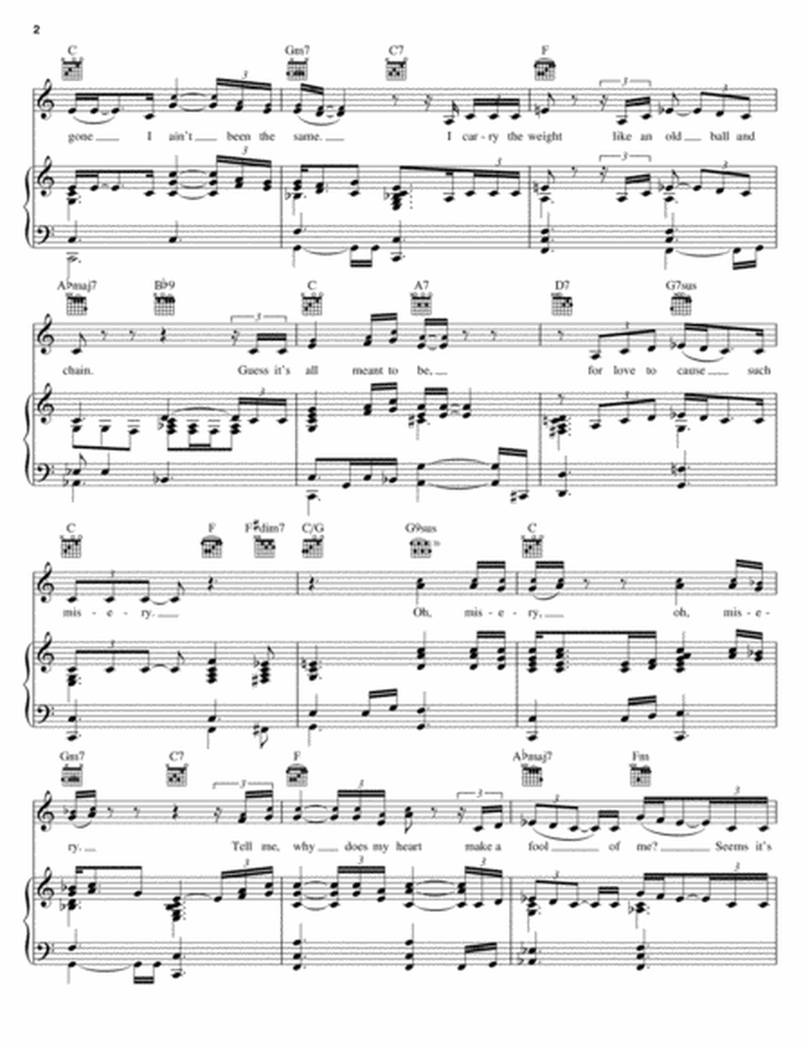 Misery by Pink Piano, Vocal, Guitar - Digital Sheet Music