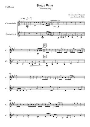 Book cover for Jingle Bells - Jazz Version (Christmas Song) for Clarinet in Bb & Clarinet in A Duo