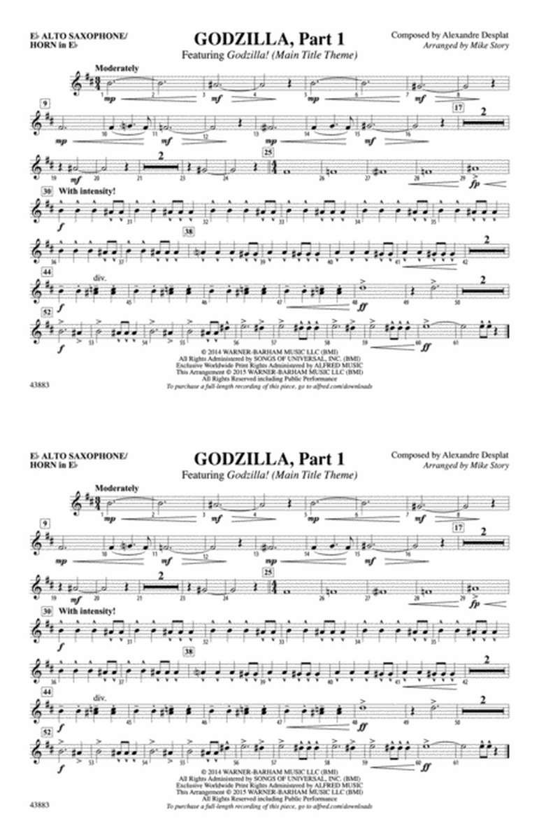 Godzilla, Part 1: E-flat Alto Saxophone