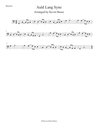 Book cover for Auld Lang Syne (Easy key of C) Bassoon