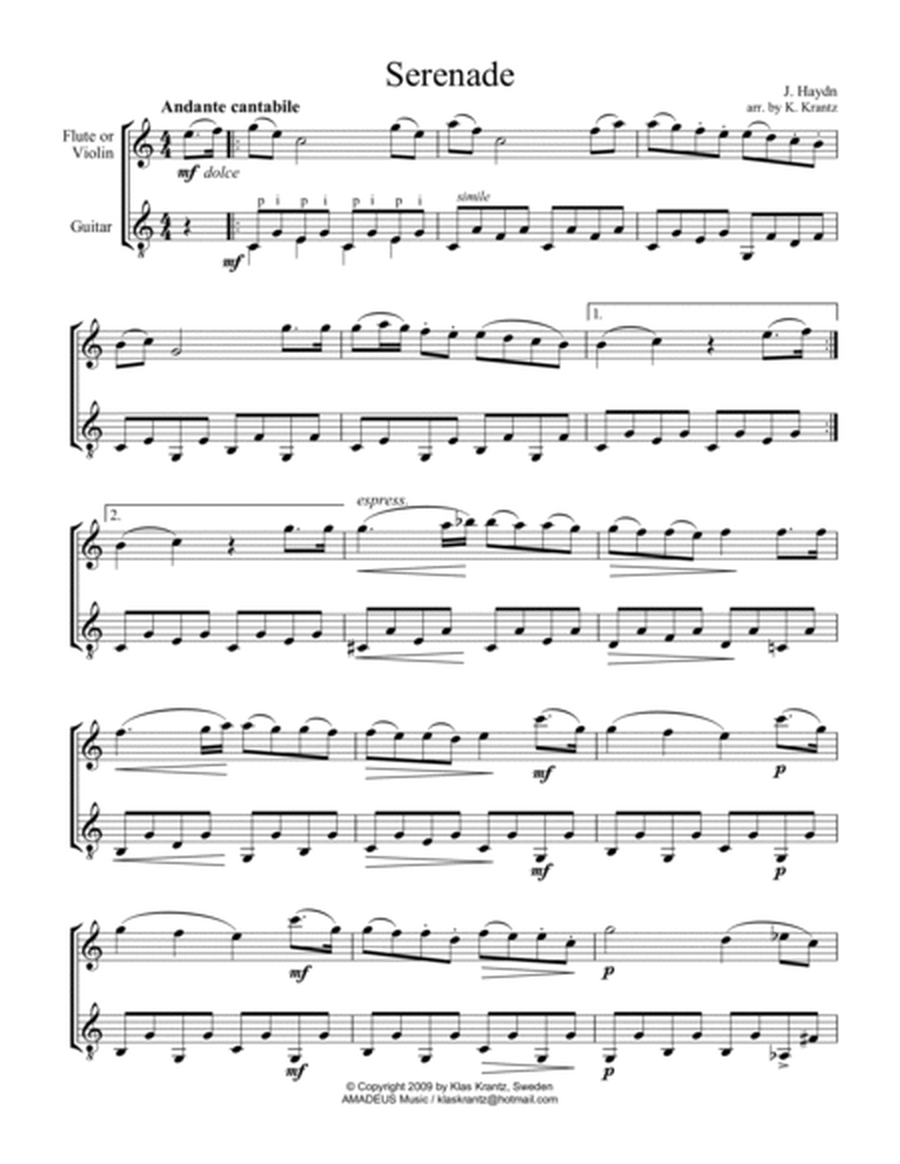 Serenade (abridged) for violin or flute and easy guitar (C Major) image number null