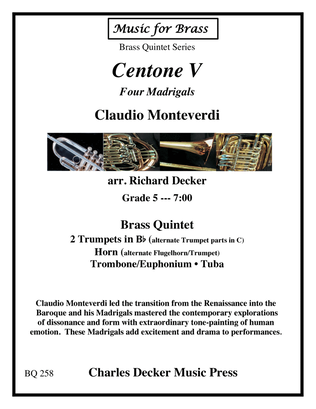 Book cover for Centone V: Four Madrigals for Brass Quintet