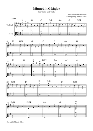 Book cover for Minuet in G Major -for violin and viola