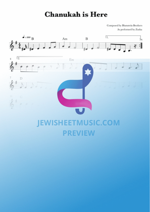Book cover for Chanukah is Here by Zusha | TYHnation. Lead Sheet with chords