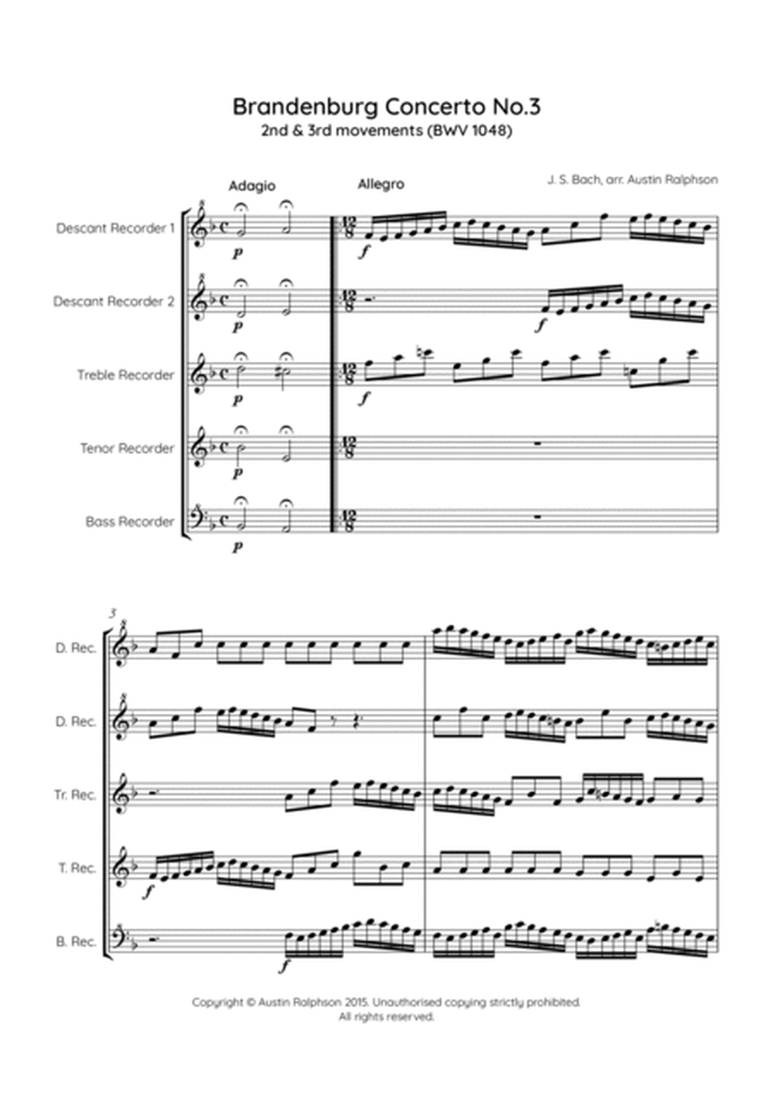 Brandenburg Concerto No.3, 2nd & 3rd movements - recorder quintet image number null