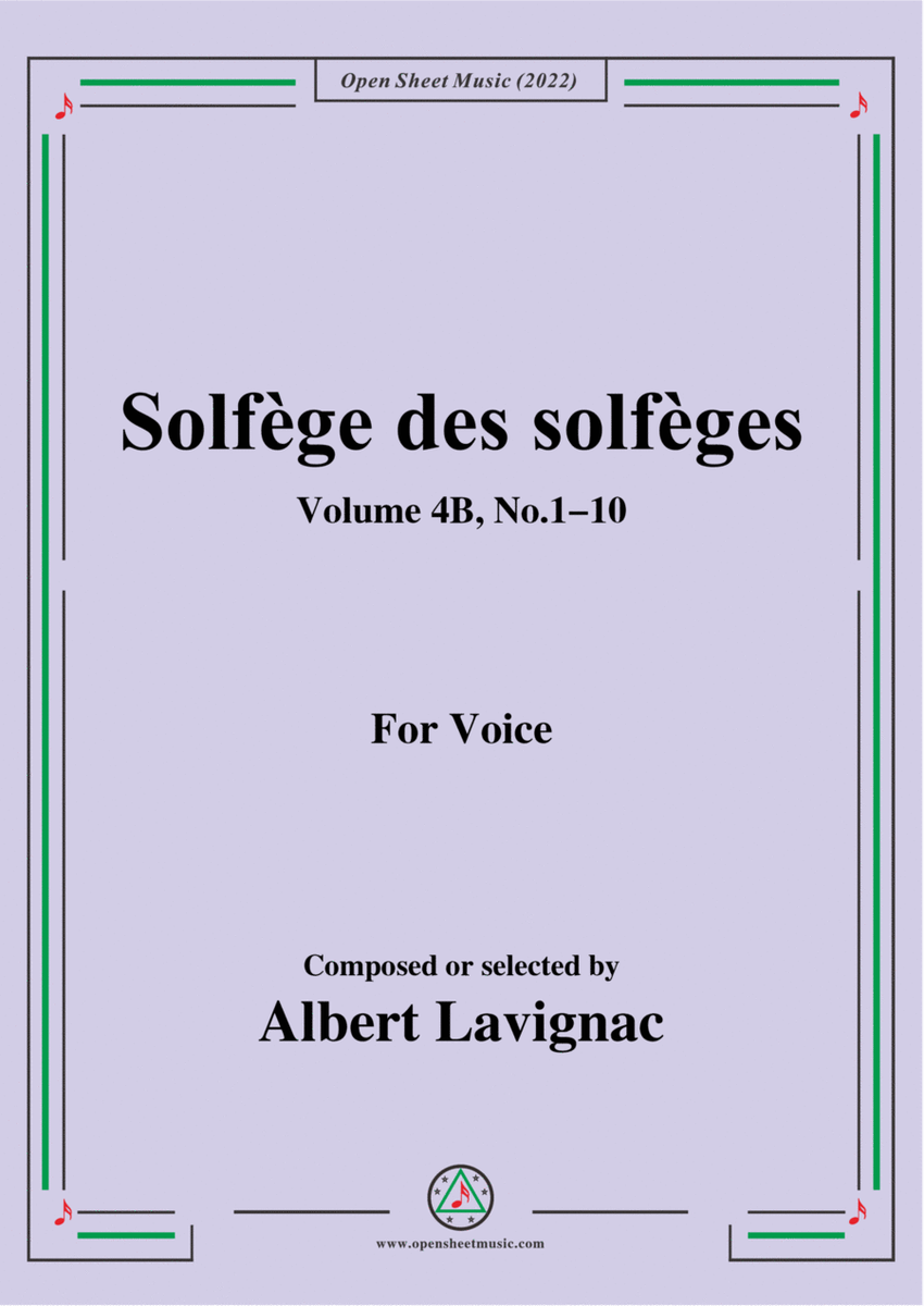 Lavignac-Solfege des solfeges,Volum 4B No.1-10,for Voice image number null