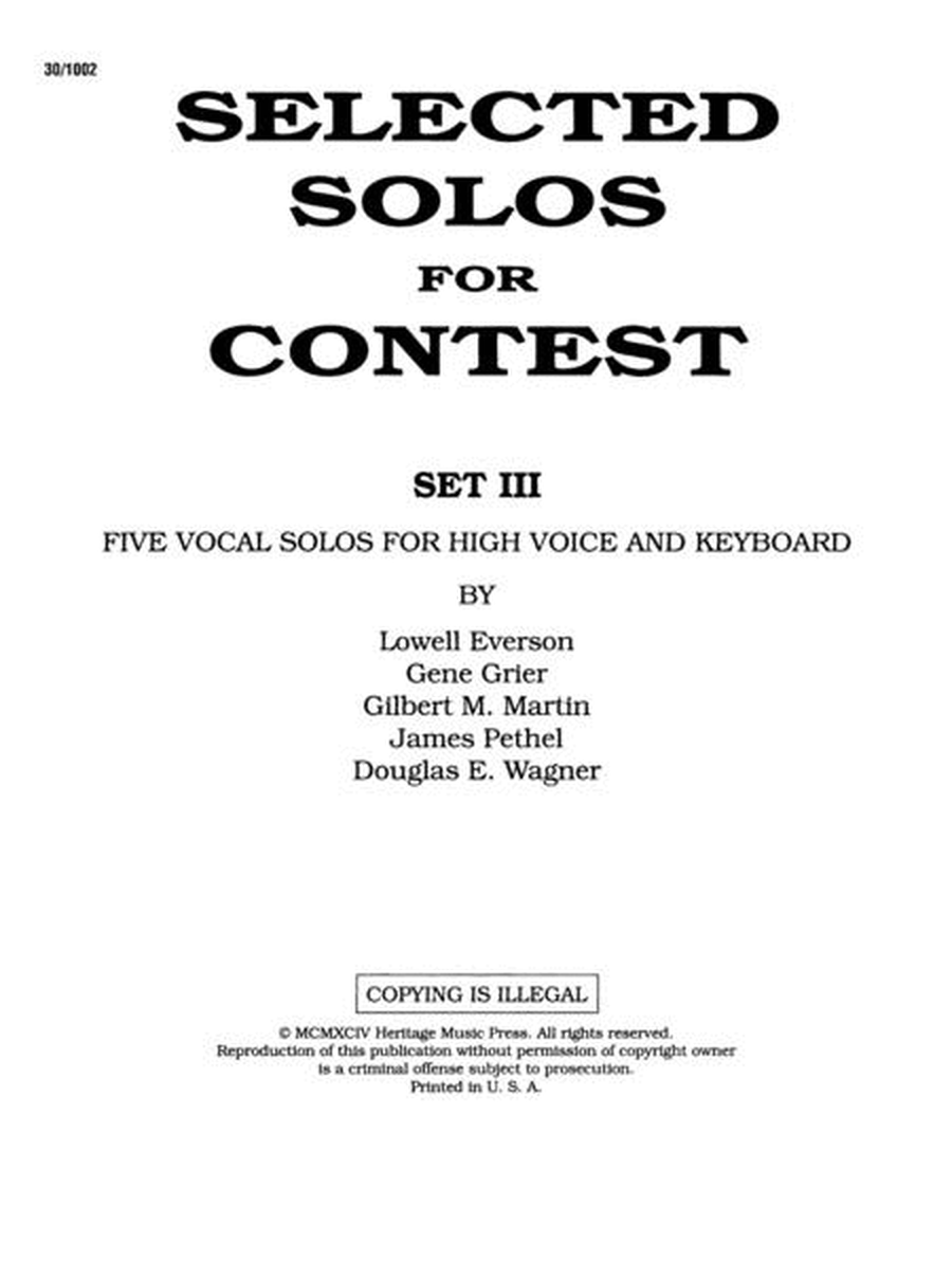 Selected Solos for Contest, Set III - High Voice